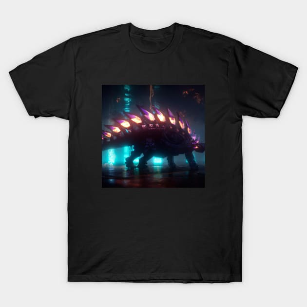 Futuristic Cyberpunk Stegosaurus T-Shirt by Star Scrunch